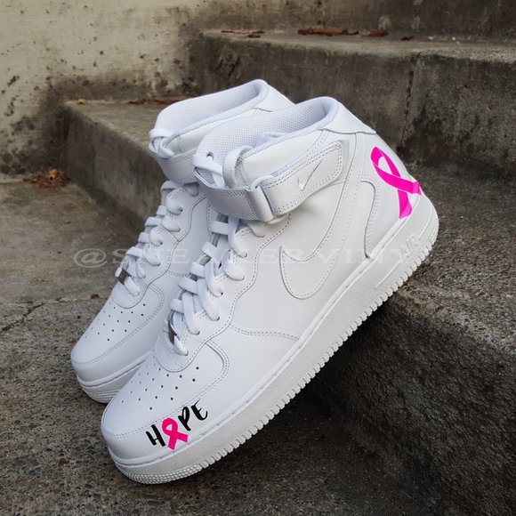 Nike Air Force 1 Mid White Pink "HOPE" Breast Cancer Awareness Custom NWT - Picture 9 of 10
